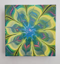 "Unfolding Grace" 8x8" Original Acrylic Paint Pour on Canvas