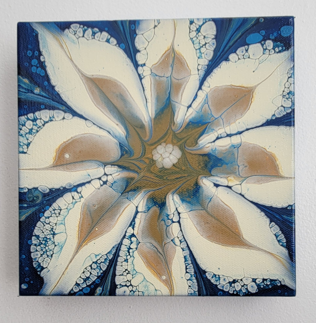 "Tideflower" 8x8" Original Acrylic Pour on Canvas