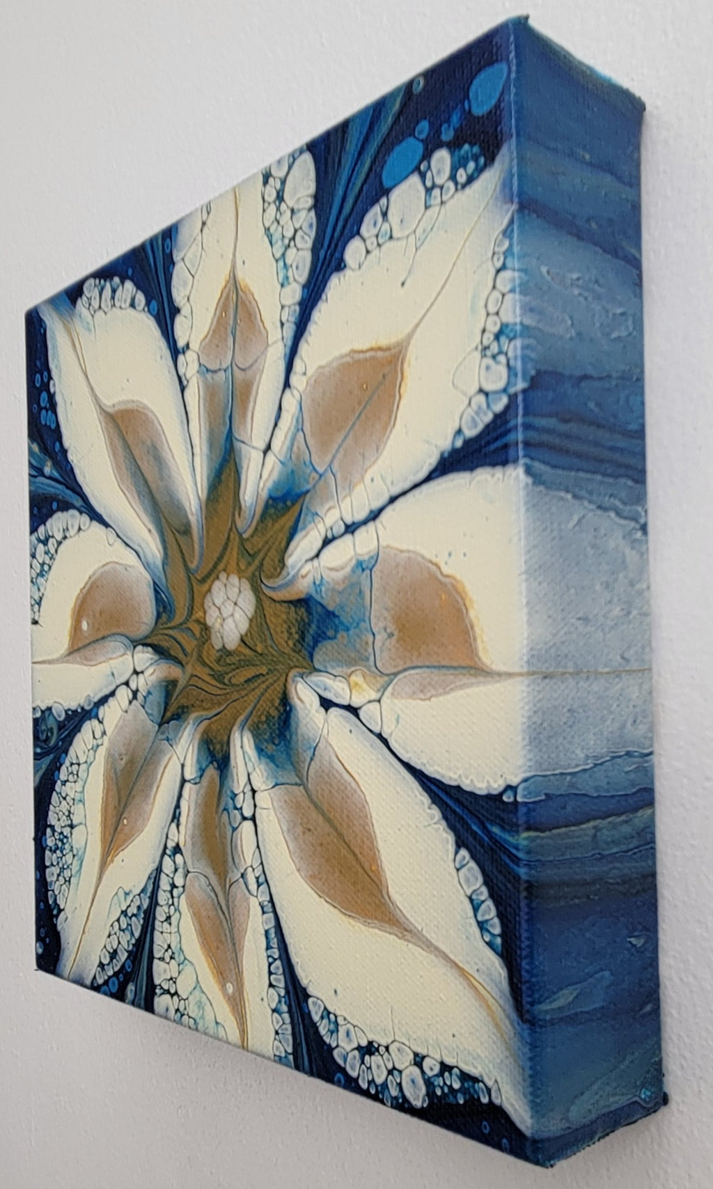 "Tideflower" 8x8" Original Acrylic Pour on Canvas