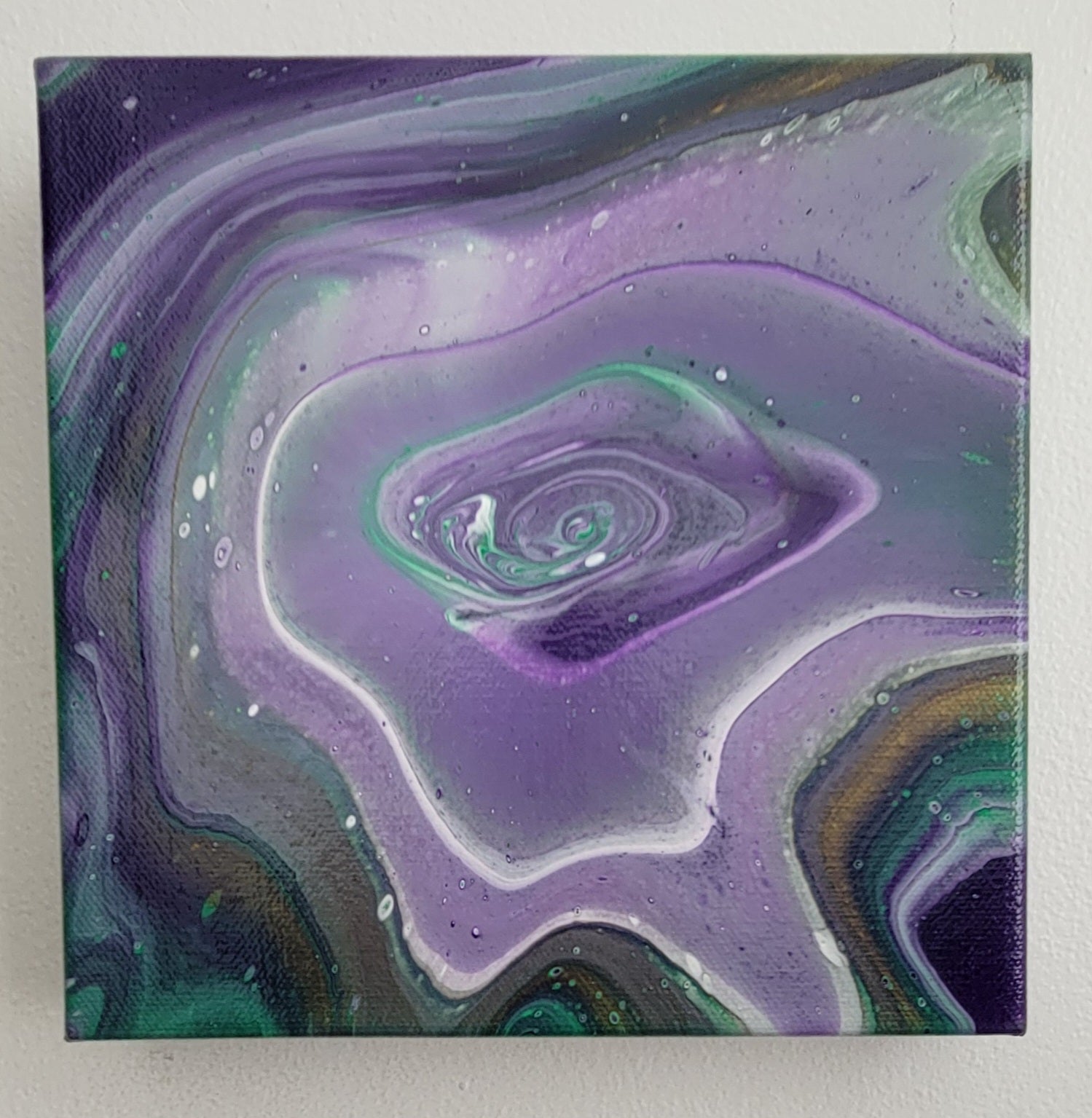 "Center of the Swirl" 8x8" Original Acrylic Pour on Canvas