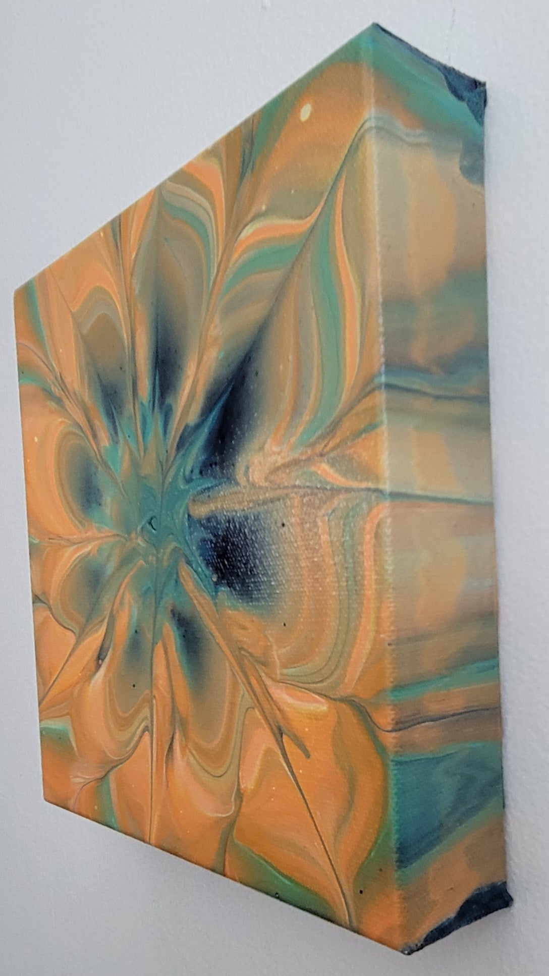 "Blooming in the Undertow" 8x8" Original Acrylic Pour on Canvas