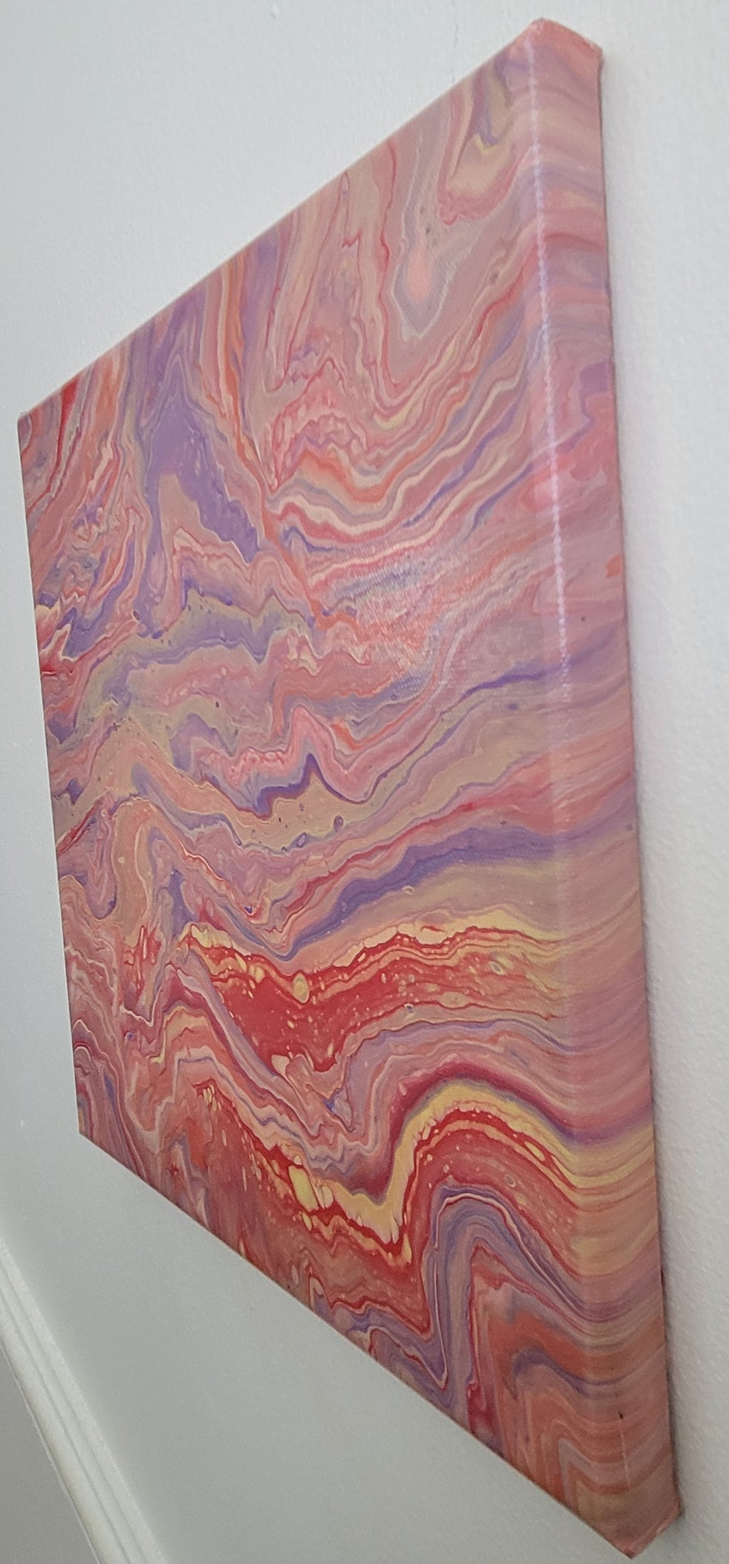 "Rosy Currents" 12x12" Original Acrylic Pour on Canvas