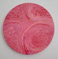 "Blush in Motion" 10" Round Original Acrylic Pour on Canvas