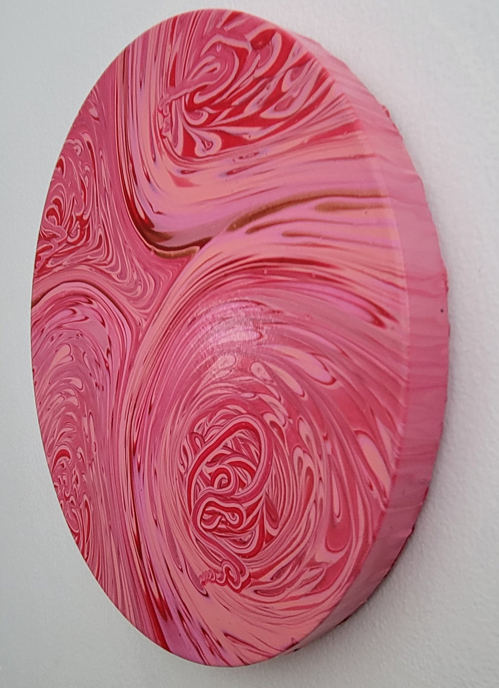 "Blush in Motion" 10" Round Original Acrylic Pour on Canvas