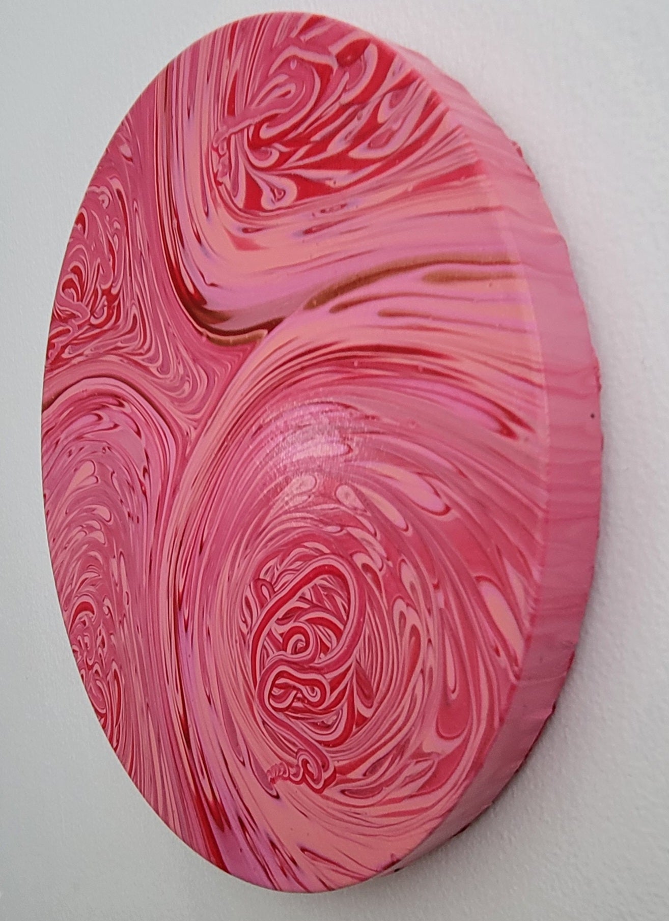 "Blush in Motion" 10" Round Original Acrylic Pour on Canvas