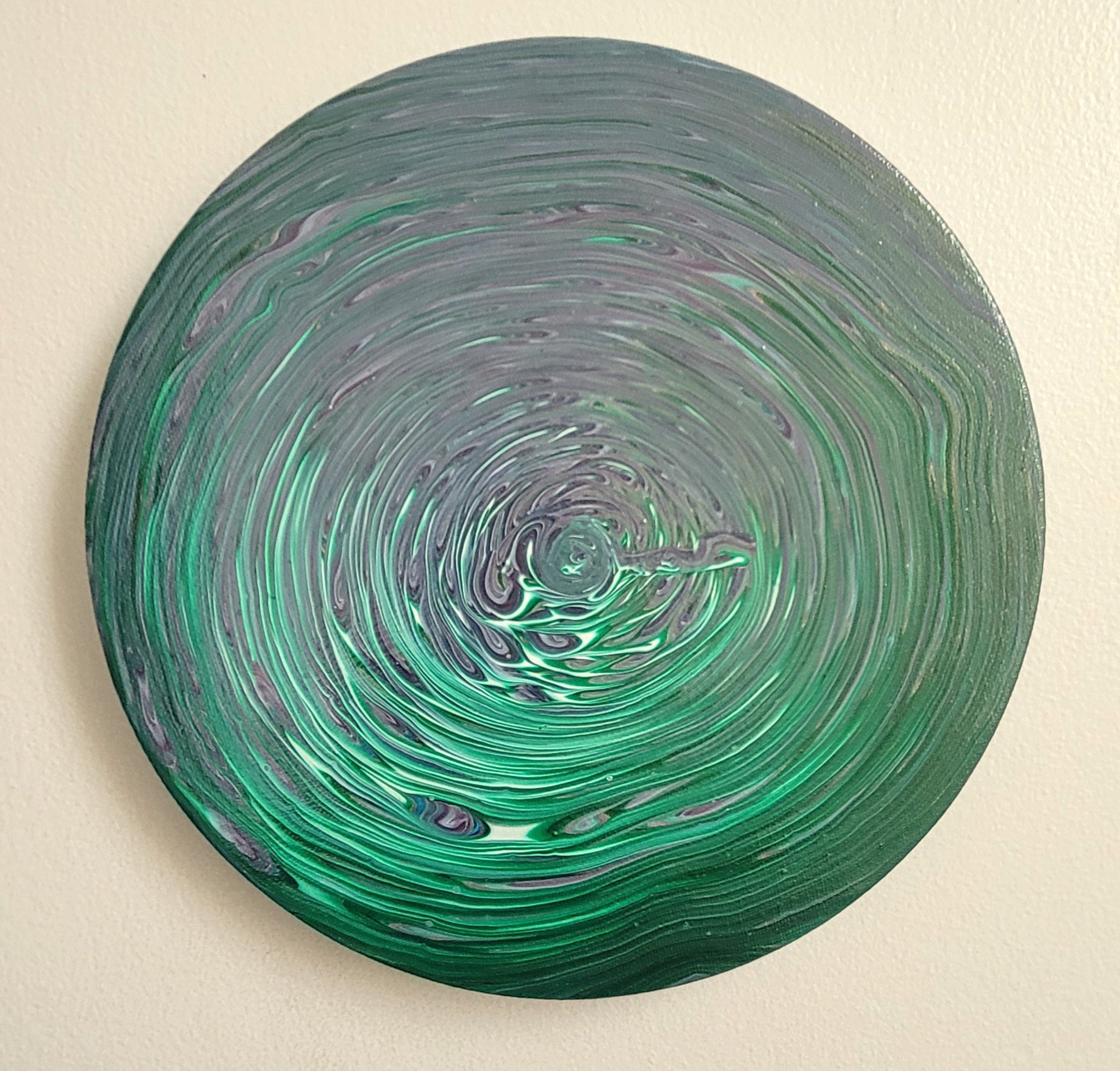 "Into the Quiet Vortex" 10" Round Original Acrylic Pour on Canvas