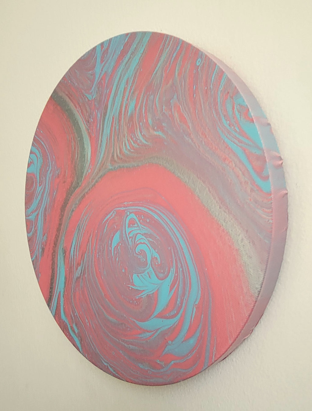 "Waves of Becoming" 10" Round Original Acrylic Pour on Canvas