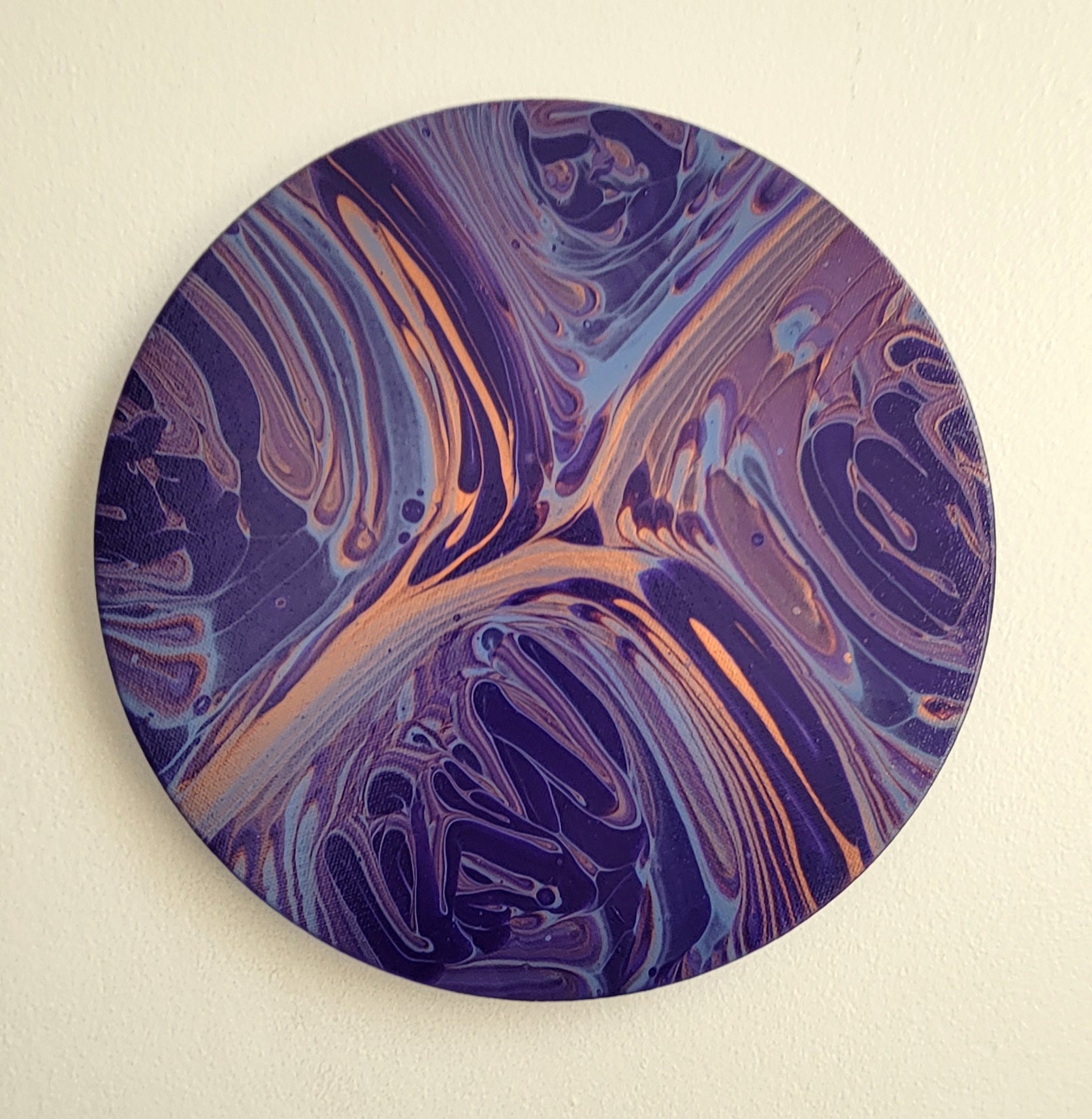 "Vivid Horizon" 10" Round Original Acrylic Pour on Canvas