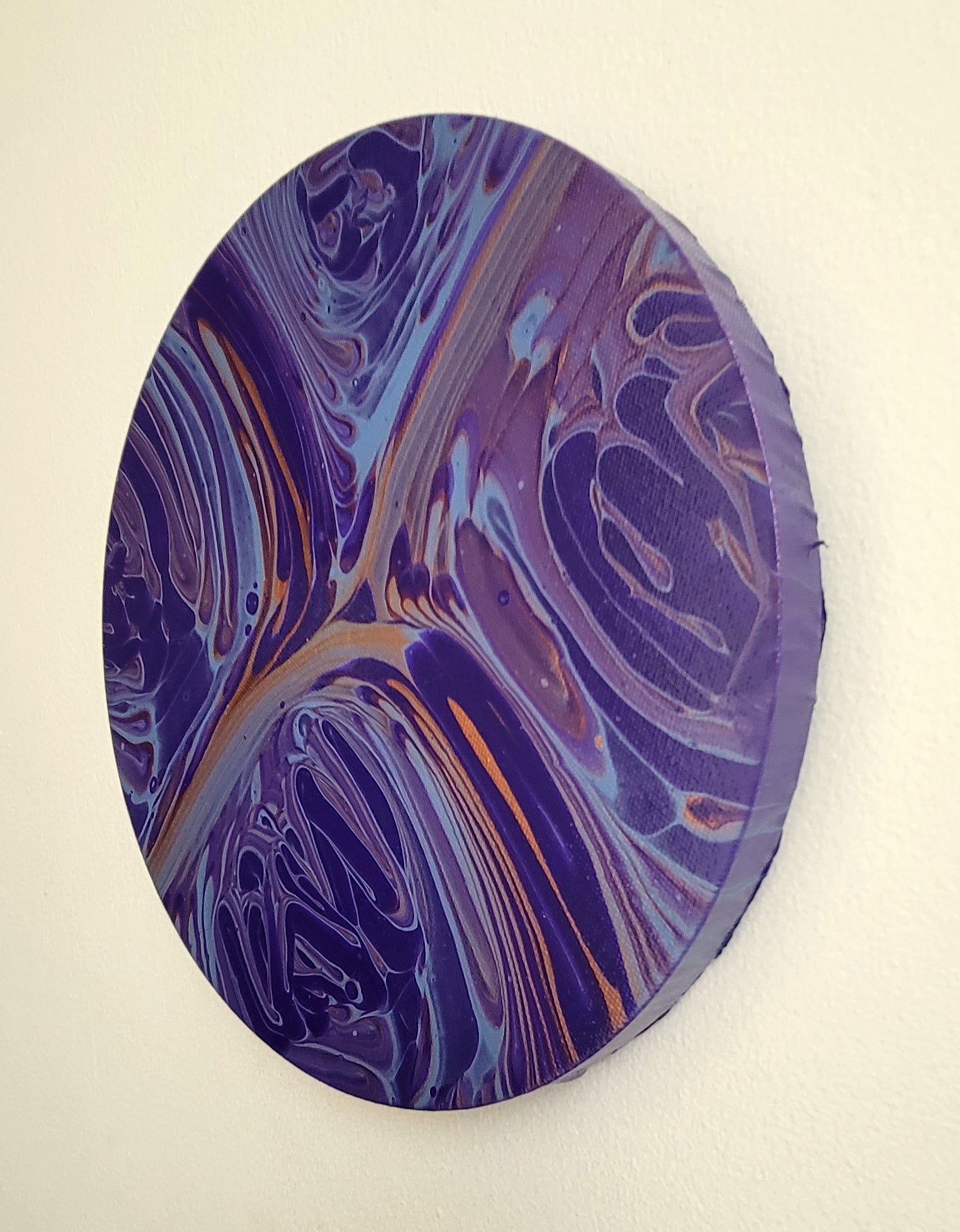 "Vivid Horizon" 10" Round Original Acrylic Pour on Canvas