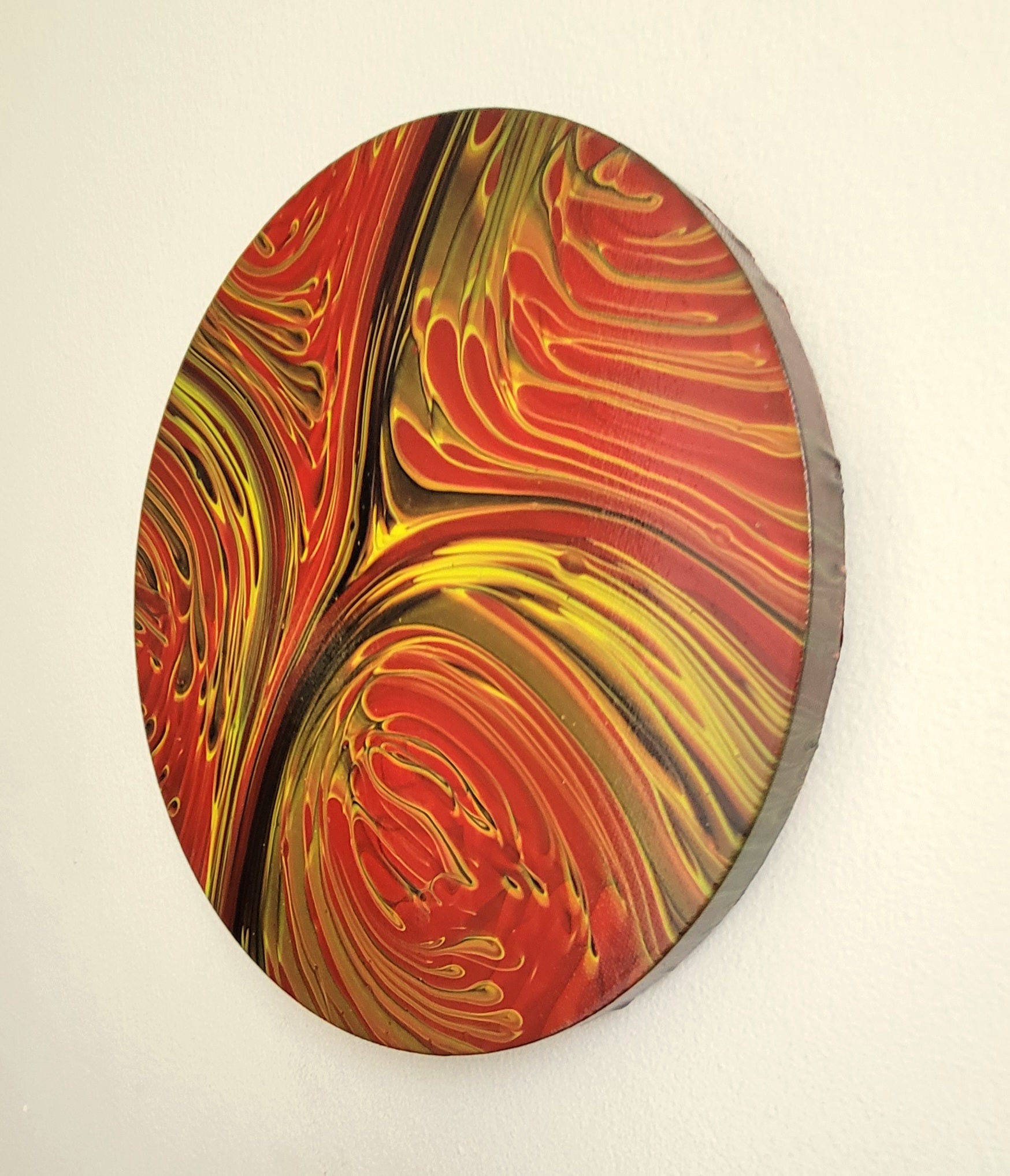 "Maryland in Motion" 10" Round Original Acrylic Pour on Canvas