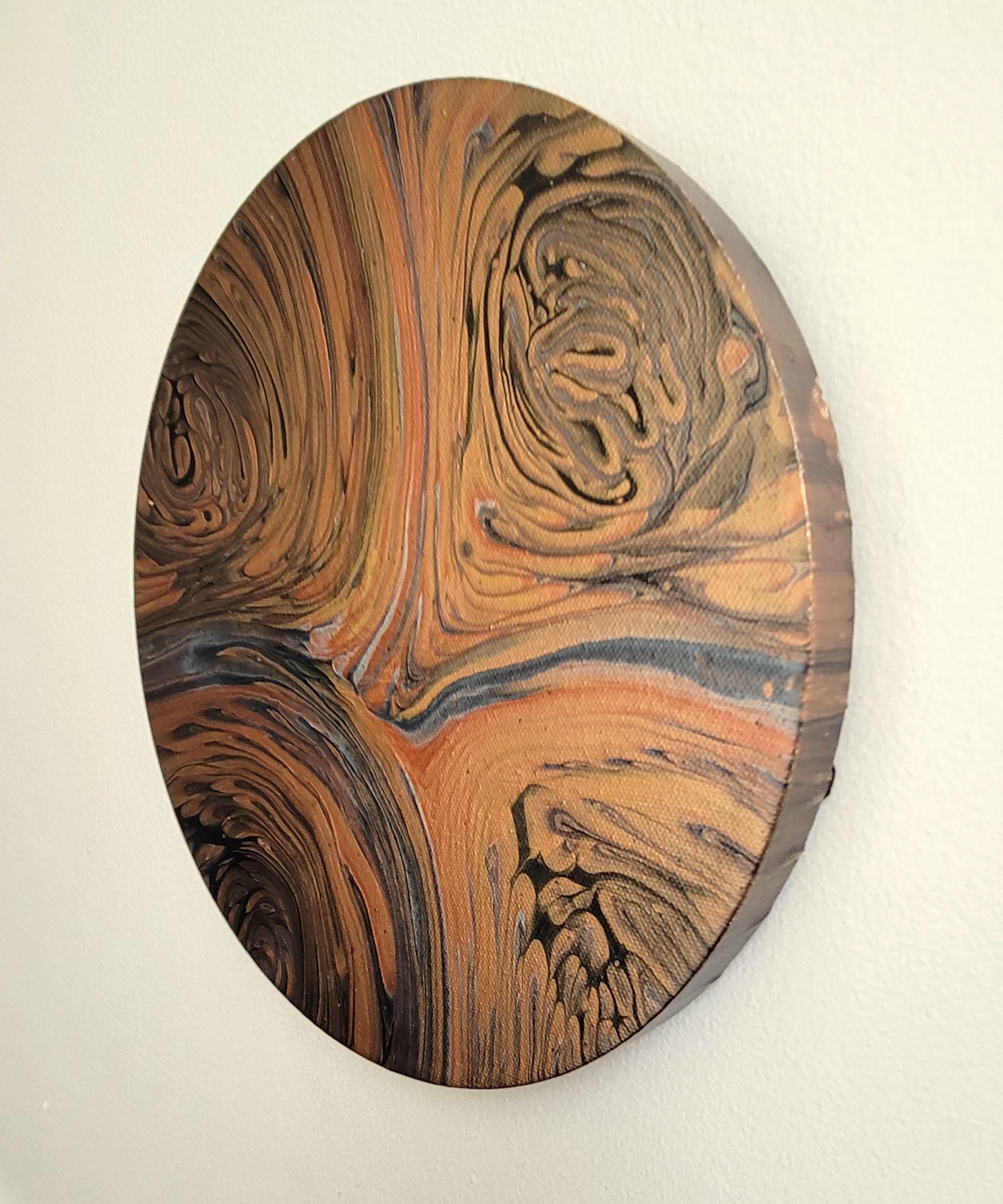 "Earthbound Spiral" 10" Round Original Acrylic Pour on Canvas