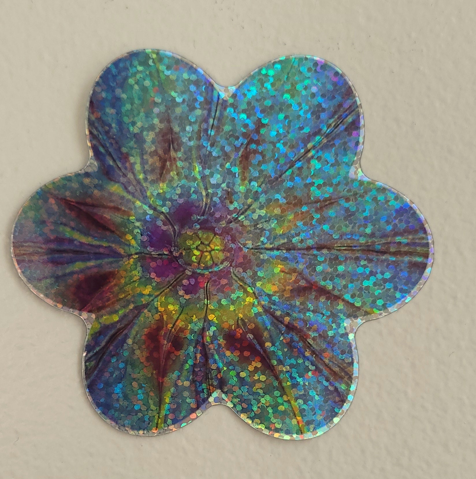 "Holographic Bloom" Flower glitter 3" waterproof vinyl stickers