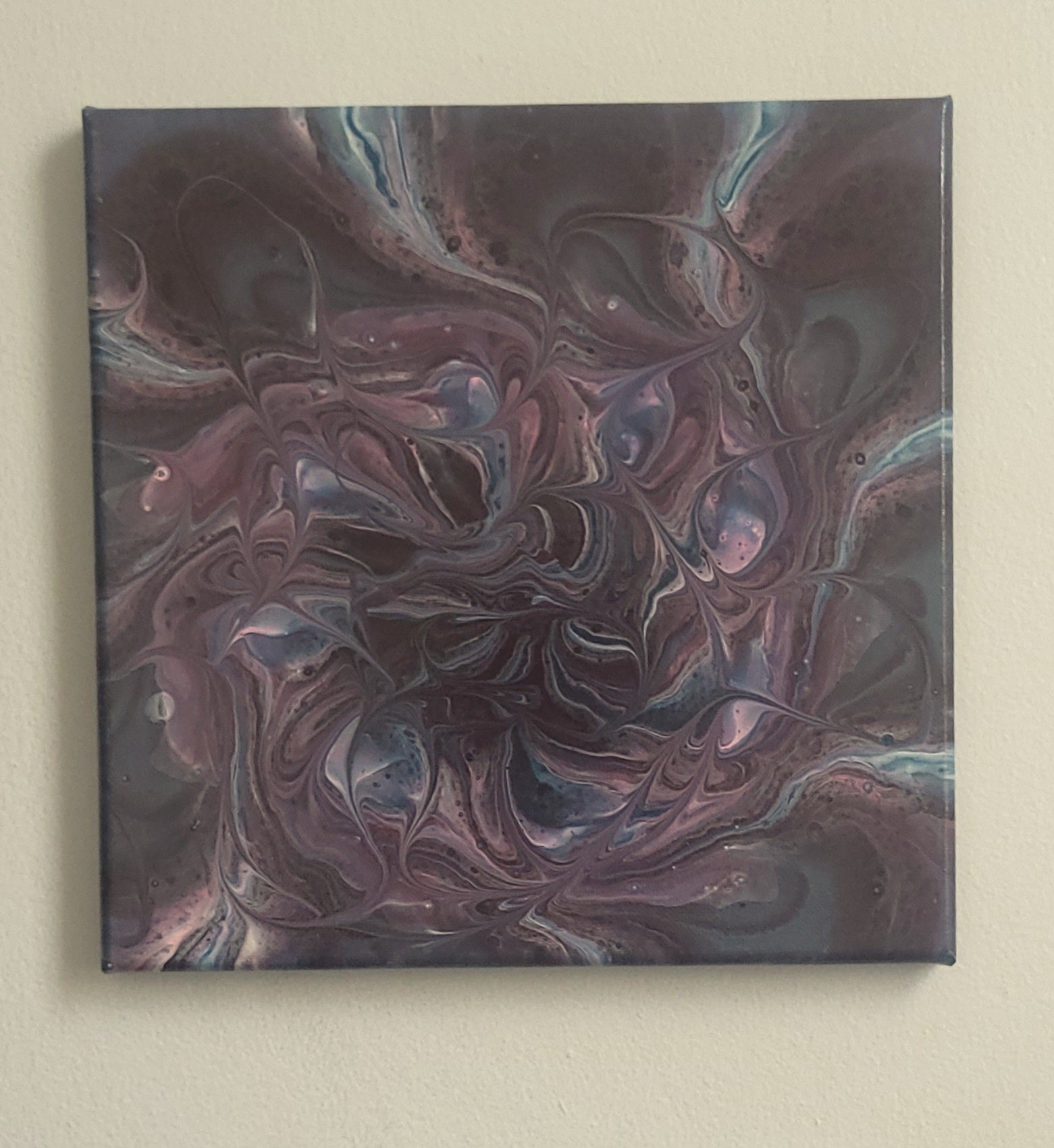 "Violet Dream Spiral" 10x10" Original Acrylic Pour on Canvas