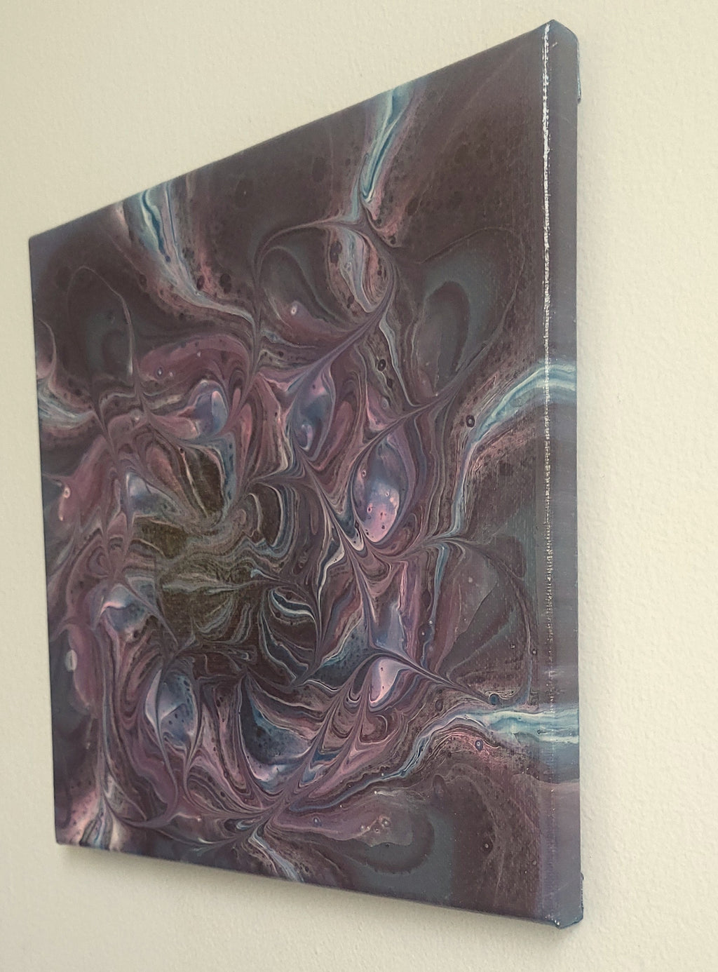 "Violet Dream Spiral" 10x10" Original Acrylic Pour on Canvas