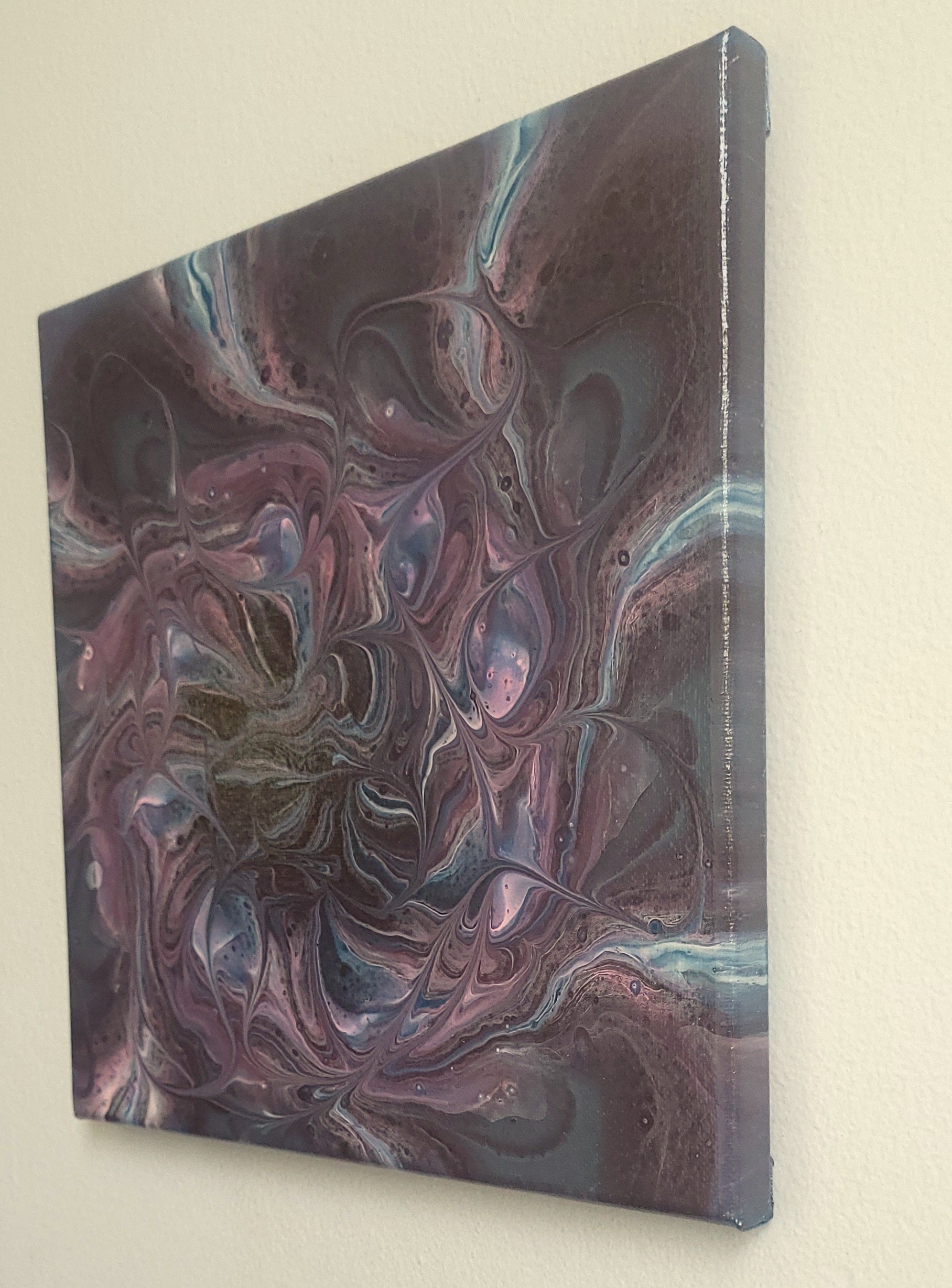 "Violet Dream Spiral" 10x10" Original Acrylic Pour on Canvas
