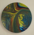 "Spectrum Surge" 10" Round Original Acrylic Pour on Canvas