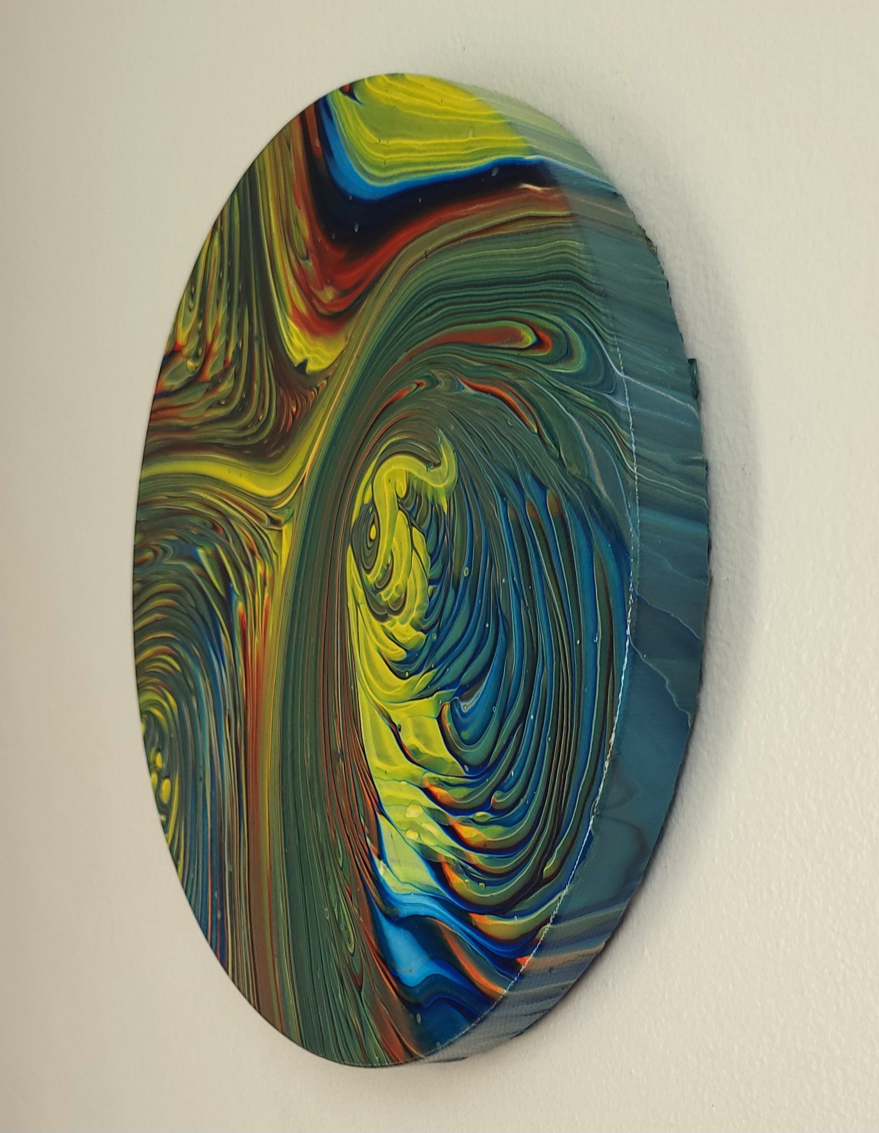 "Spectrum Surge" 10" Round Original Acrylic Pour on Canvas