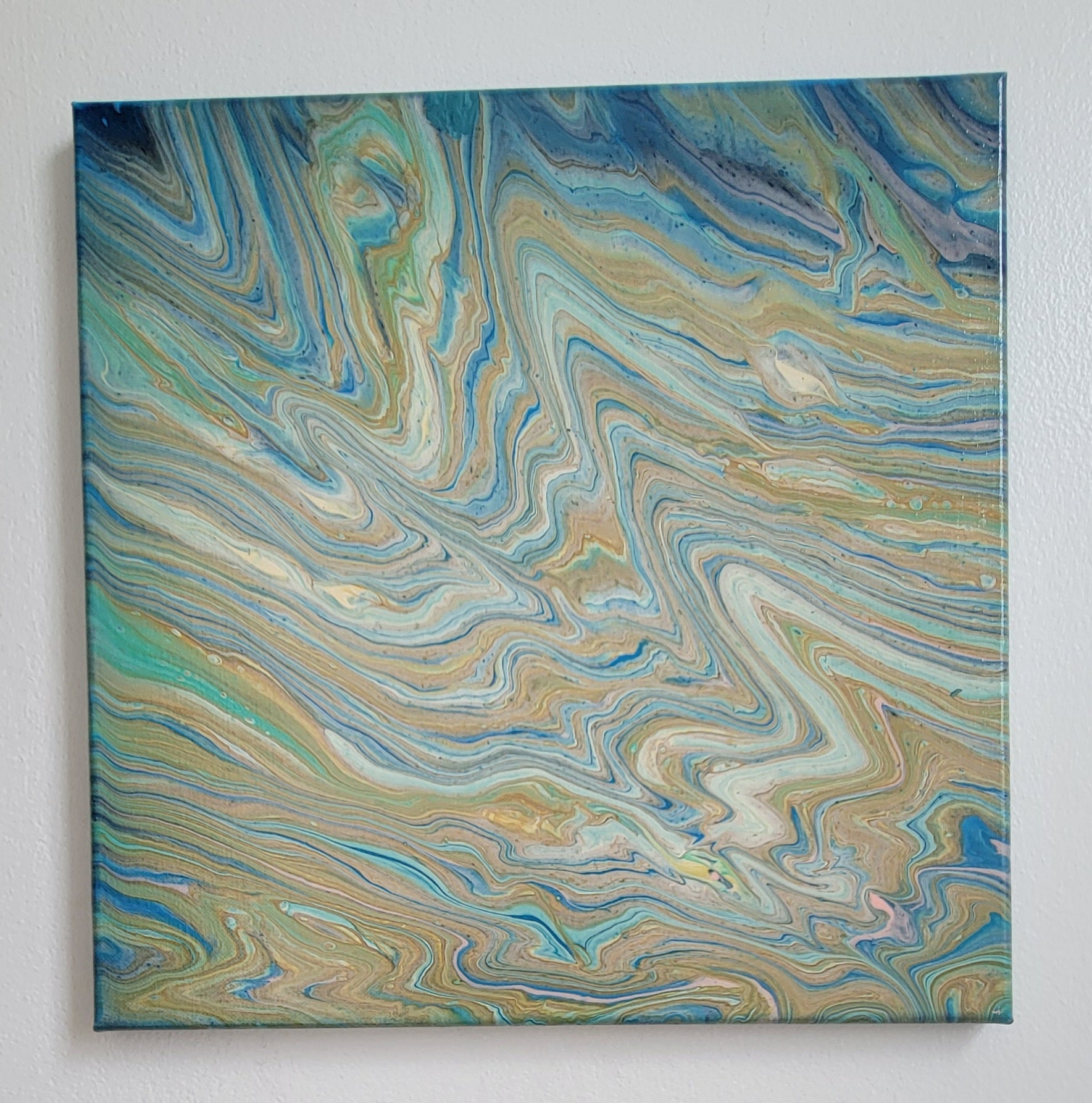 "Tides of Calm" 14x14" Original Acrylic Pour on Canvas