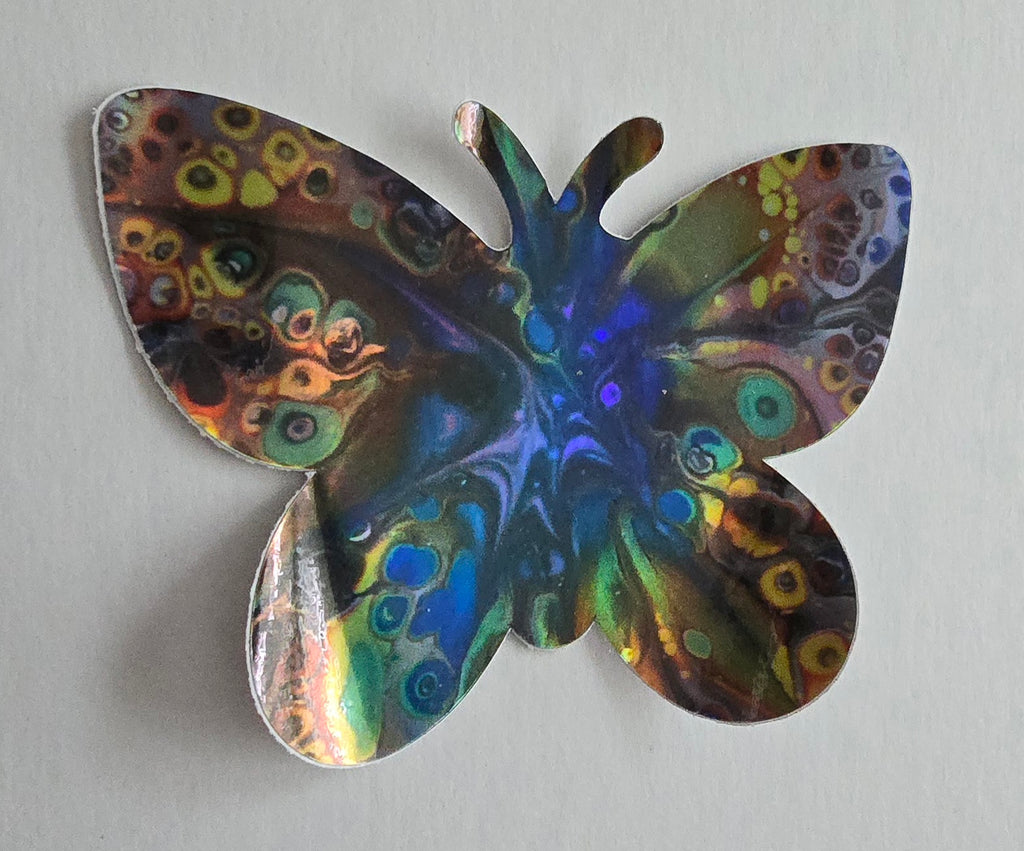 "Chromatic Flutter" 3" Holographic waterproof Vinyl Sticker