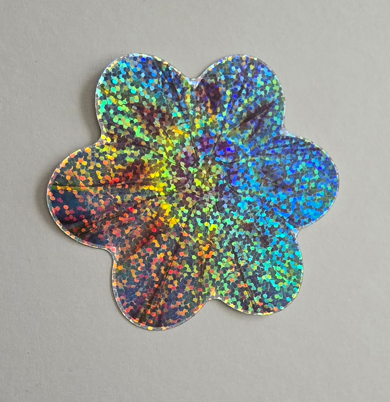 "Holographic Bloom" Flower glitter 3" waterproof vinyl stickers